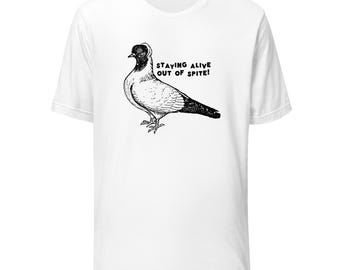 Pigeon T-Shirt: Surviving Out of Spite Resilience Tee Shirt Mental Health - White Pastels