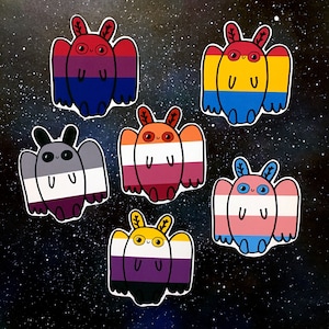 Adesivos Cryptid do Orgulho Mothman - Presente Gay lgbt lgbtq lgbtqa Orgulhoso Gay Trans Assexual Ace Não Binário Lésbica Aro Rainbow Pan Bi Tran