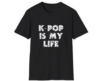 Maglietta Kpop K-Pop is My Life Maglietta Musica Pop Coreana Maglietta Estetica Stan Army in Nero Bianco Taglie Forti Manica Corta Girocollo Idol