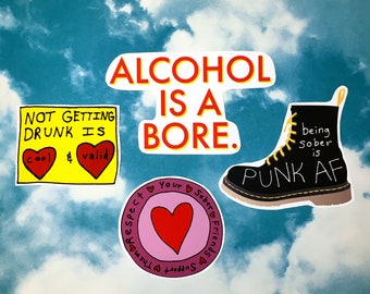 Pro Sobriety Stickers: Sober Sticker Straight Edge Recovery Punk Doc Martens AA
