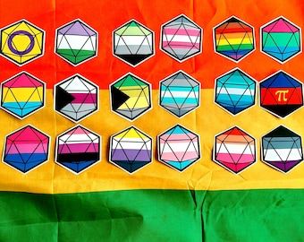 Customizable D&D D20 Dice Dungeons and Dragons Dnd Stickers Gift LGBT LGBTQ LGBTQA Proud Gay Trans Nonbinary Lesbian Pan Asexual Aromantic