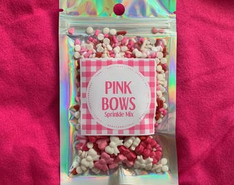 Pink Bow Sprinkle Mix - Coquette Cake Cupcake Decorations Girlhoodcore