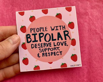 Mental Health Positivity: Strawberry Borderline Personality BPD Dissociative Identity Schizophrenia Bipolar Print, Sticker, Magnet