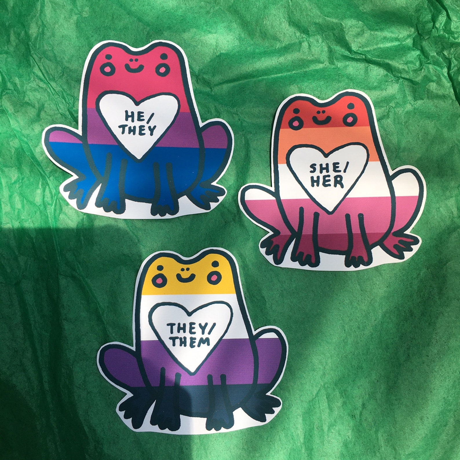 Customizable Pride Frog Stickers Pronoun Gift LGBT LGBTQ Etsy