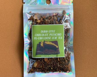 Dubai Chocolate Style Loose Leaf Pu-erh Tea with Pistachio & Coconut - Dessert Pu'erh - Caffeine