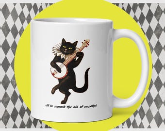 Anti Fascist Ceramic Mug: Sin of Empathy Vintage Cat