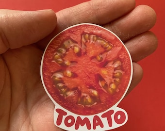 Tomato Sticker with Vegetable Photo & Word