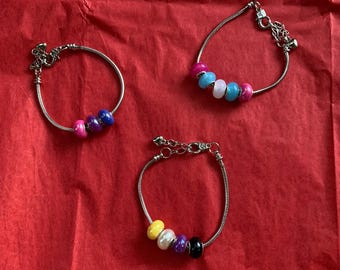 Customizable Pride Beaded Snake Chain Bracelet - Lgbtqia Lgbtq Lgbt Gay Queer Trans Transgender