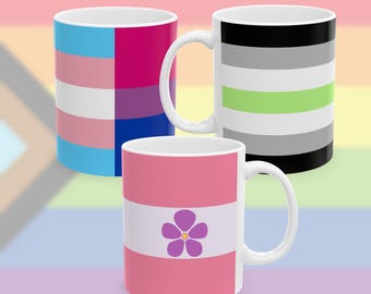 Customizable Lgbtq Pride Flag Mug: Queer Transgender Custom Coffee Cup Gay Lgbtqia