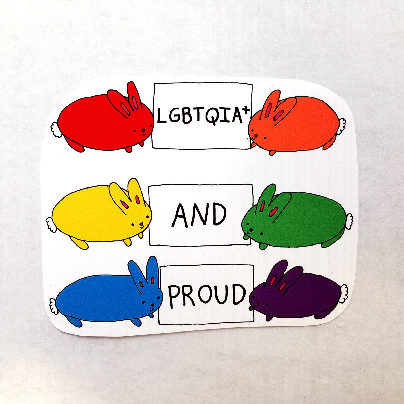 LGBTQIA & Proud Cute Rabbit Bunny Rainbow Pride Art Poster Etsy