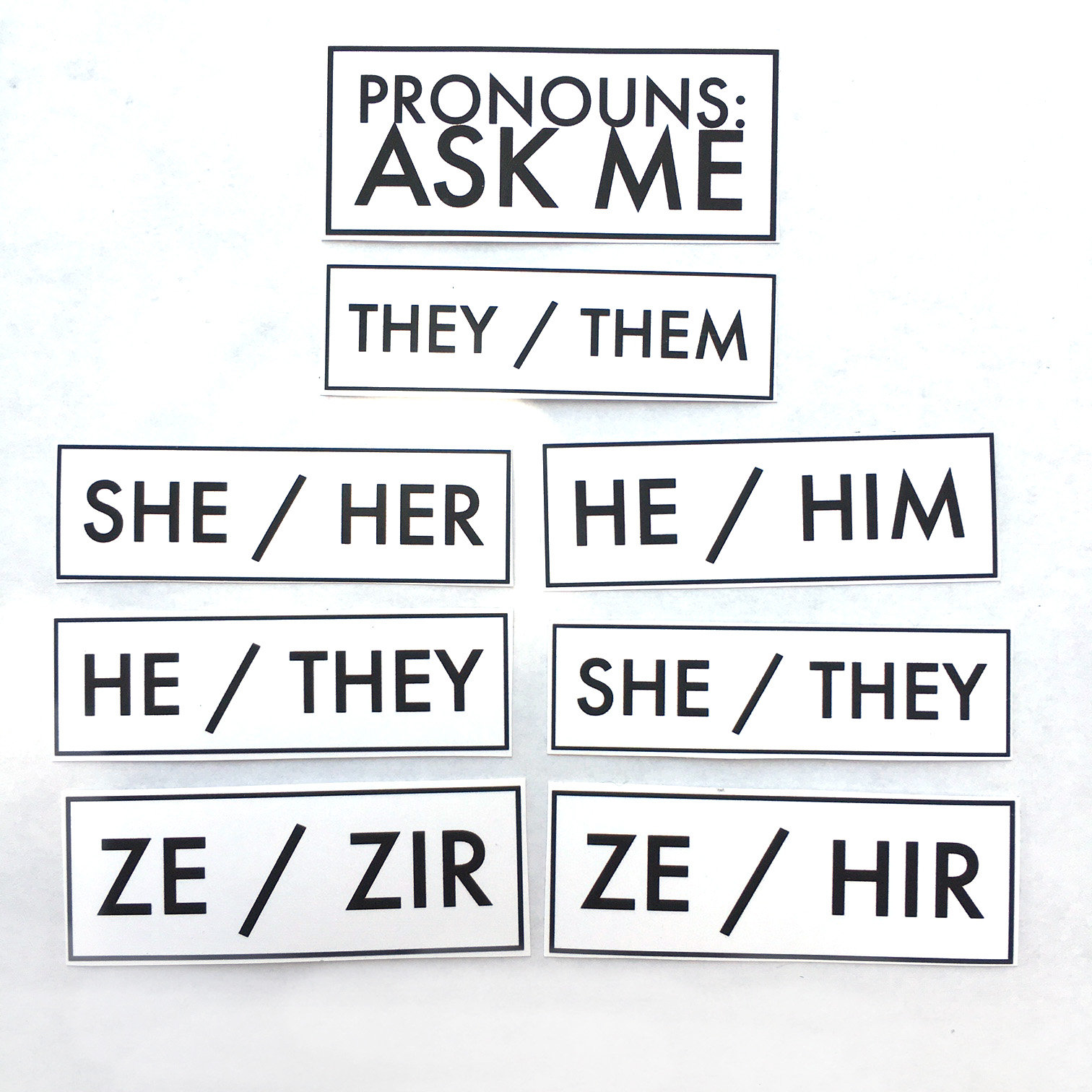 26 Pronoun Sets Stickers/magnets - They/them He/him She/her
