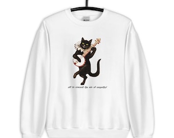 Anti-Fascism Unisex Sweatshirt: The Sin of Empathy with Vintage Cat Illustration