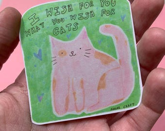 Pastel Cat Kindness Wish Sticker: Animal Lover Kitty