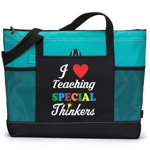Teachers Gifts I love Teaching Special Thinkers! Zippered Tote Bag