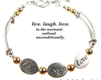 Live Laugh Love Bracelet, Wish Jewelry, Wish Bracelet, 3 Wishes, 3 Wish Jewelry, Message Bracelet, Jewelry with Words, Personalized Jewelry