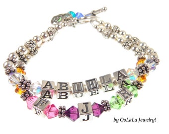 Abuela Bracelet, Abuela Jewelry, Abuela Necklace, Grandmother Jewelry, Grandmother Bracelet, Custom Name Bracelet, Family Jewelry, Heirloom