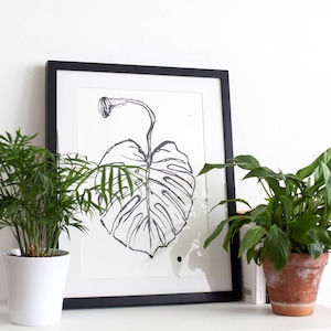 Monstera Deliciosa Leaf Screen Print | Screen Printed, Botanical Screen Print | Wall Decor | Wall Print | Hand Screen Printed