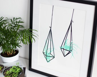 Air Plants Screen Print | Screen Printed, Botanical Minimalist Screen Print | Wall Decor | Wall Print | Hand Screen Printed