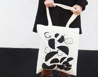 Falling Shapes - Tote Bag, Shopping Bag,  Cotton Tote - hand screen printed - 100% Certified Organic Cotton - by Mileseed