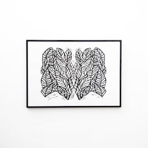 Black Leafs Screen Print | Screen Printed, Minimalist Screen Print | Wall Decor | Wall Print | Hand Screen Printed