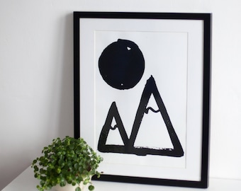 Black Mountains Screen Print | Screen Printed, Minimalist Screen Print | Wall Decor | Wall Print | Hand Screen Printed