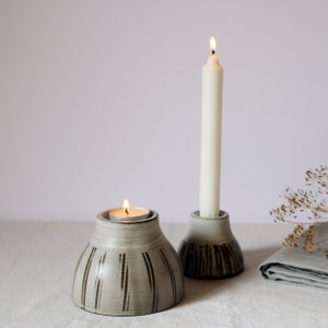 Ceramic candlestick holder, Pottery candle holders, Set of two candleholders, Candle display, Modern rustic decor, Unique candle holders