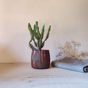 Boho Planter - Handmålad Terrakotta Planter - Glaserad Insida