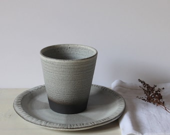 Ceramic tumbler and plate, Not perfect ceramic, Plate and cup, Rustic ceramic set, Pottery plate and tumbler, Stoneware plate and tumbler