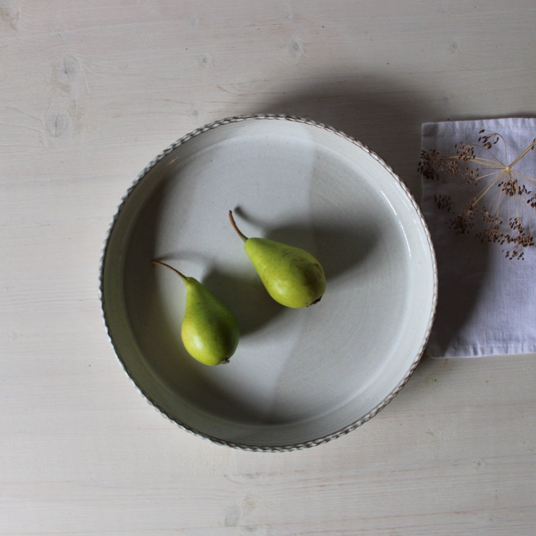 Bol en Céramique Peu Profond, Bol de Fruits, Jeté à La Main