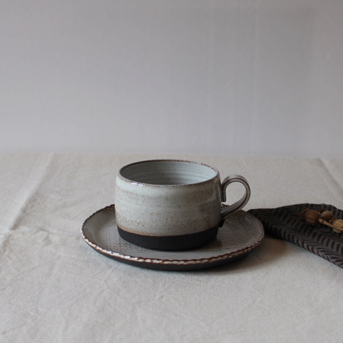 Ensemble de Petit-Déjeuner Fait à La Main, Tasse et Assiette en Céramique, Cadeau d'amoureux Céramiq
