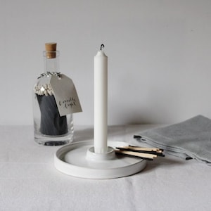 White ceramic candle holder, Pottery candle stick holder, Christmas room decor, Minimalistic ceramic decor, Wedding table decor