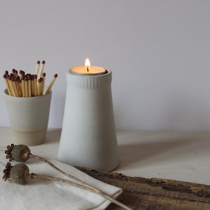 Christmas candlestick holder, Ceramic candle holder, Christmas ceramic decor, White candle holder, Tea light holder, Wedding candle decor