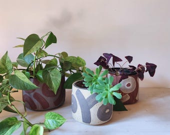 Set di vasi - Vasi rustici in stile boho - Vasi in ceramica dipinti a mano