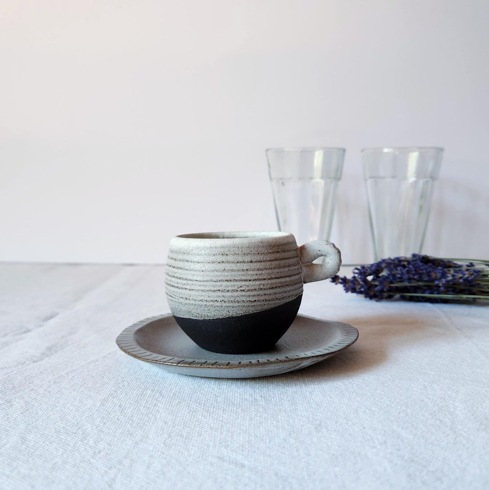 PotsbyNives - Handmade Clay Espresso Cup & Sauce