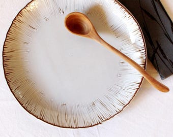 Handmade Stoneware Serving Plate - Artisan Ceramic Snack Dish - Food Lover Gift - New Kitchen Decor