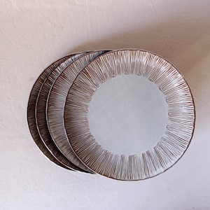 Ceramic plates, Stoneware plates, Dinner plates, Pasta plates, Serving plates, Hand built ceramic plates, Pottery plates, Set of four plates