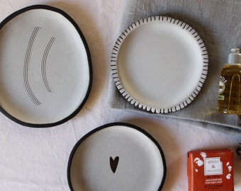 Unique ceramic plates, Pottery saucers, One of a kind small ceramic dishes, Small display dishes, Stoneware spoon rest, Modern rustic plates