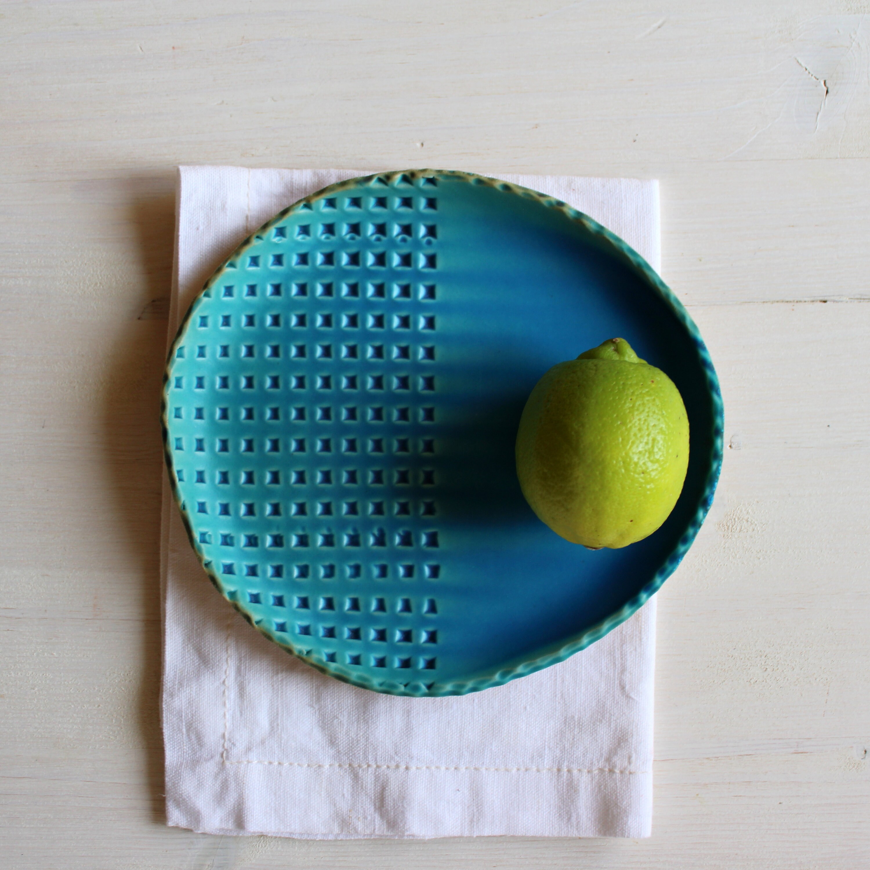 Assiette en Grès Bleu, Assiette Céramique Bleue, Repose-Cuillère, Snack