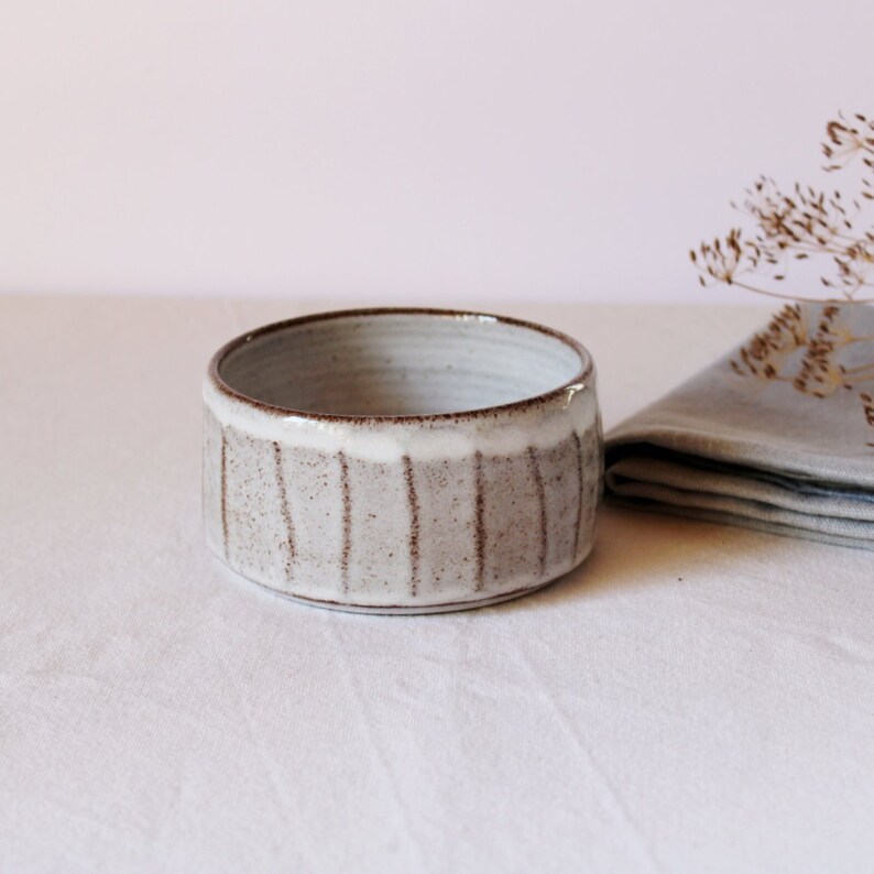 Matcha bowl, Small ceramic bowl, Faceted bowl, Stoneware bowl, Pottery side bowl, Pottery handmade, Ice cream bowl, Contemporary ceramic image 1