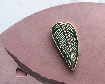 Calathea Ornata Enamel Pin – Tropical Plant Lover Gift