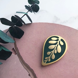 Leaf Enamel Pin - Gift For Plant Lover - Stocking Filler - Plant Pin - Calathea Makoyana Enamel Pin