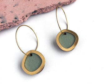 Mint & Gold Geometric Circle Hoop Earrings