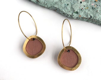 Circle Hoop Earrings - Pink & Gold Earrings