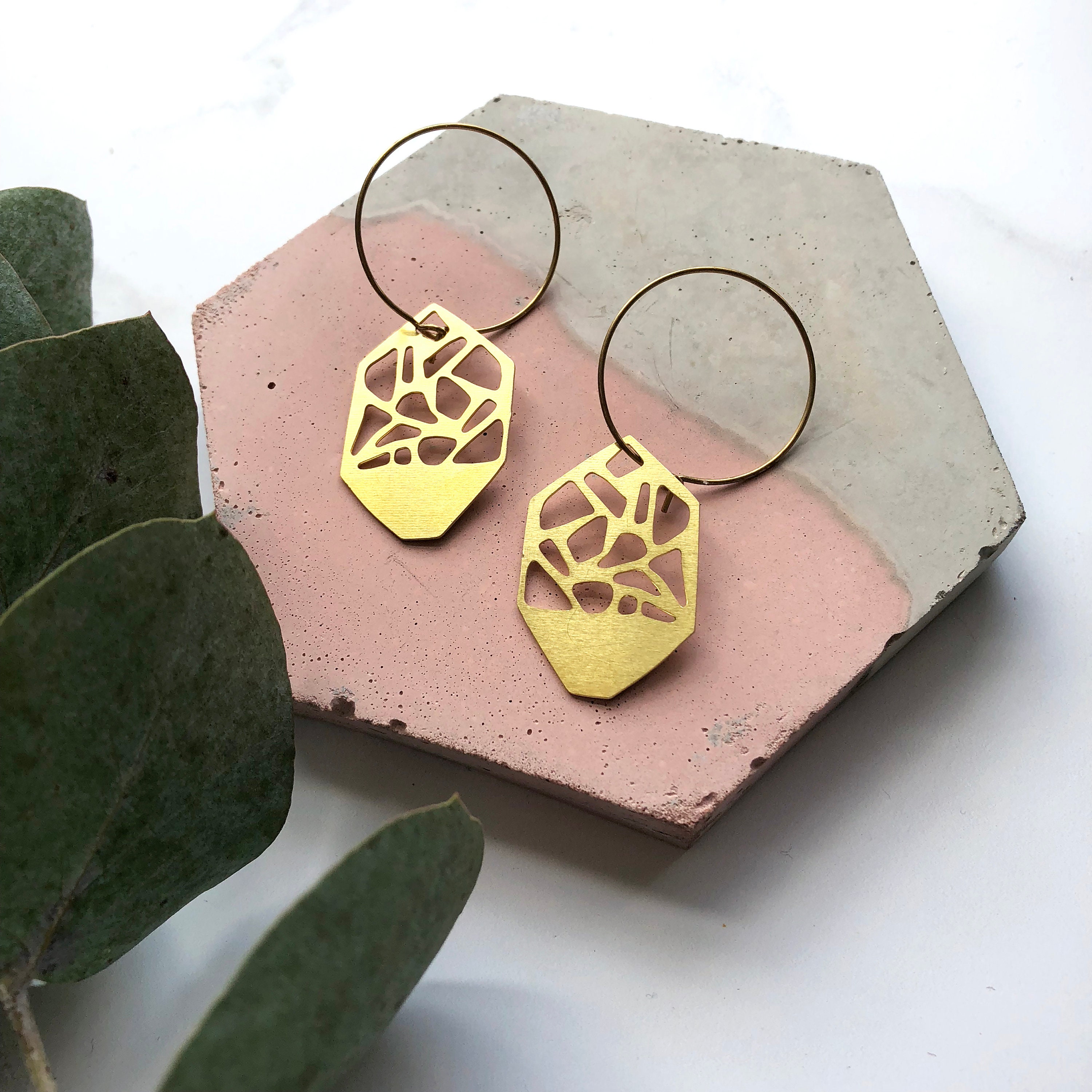 Asymmetric Gold Geo Hoop Earrings