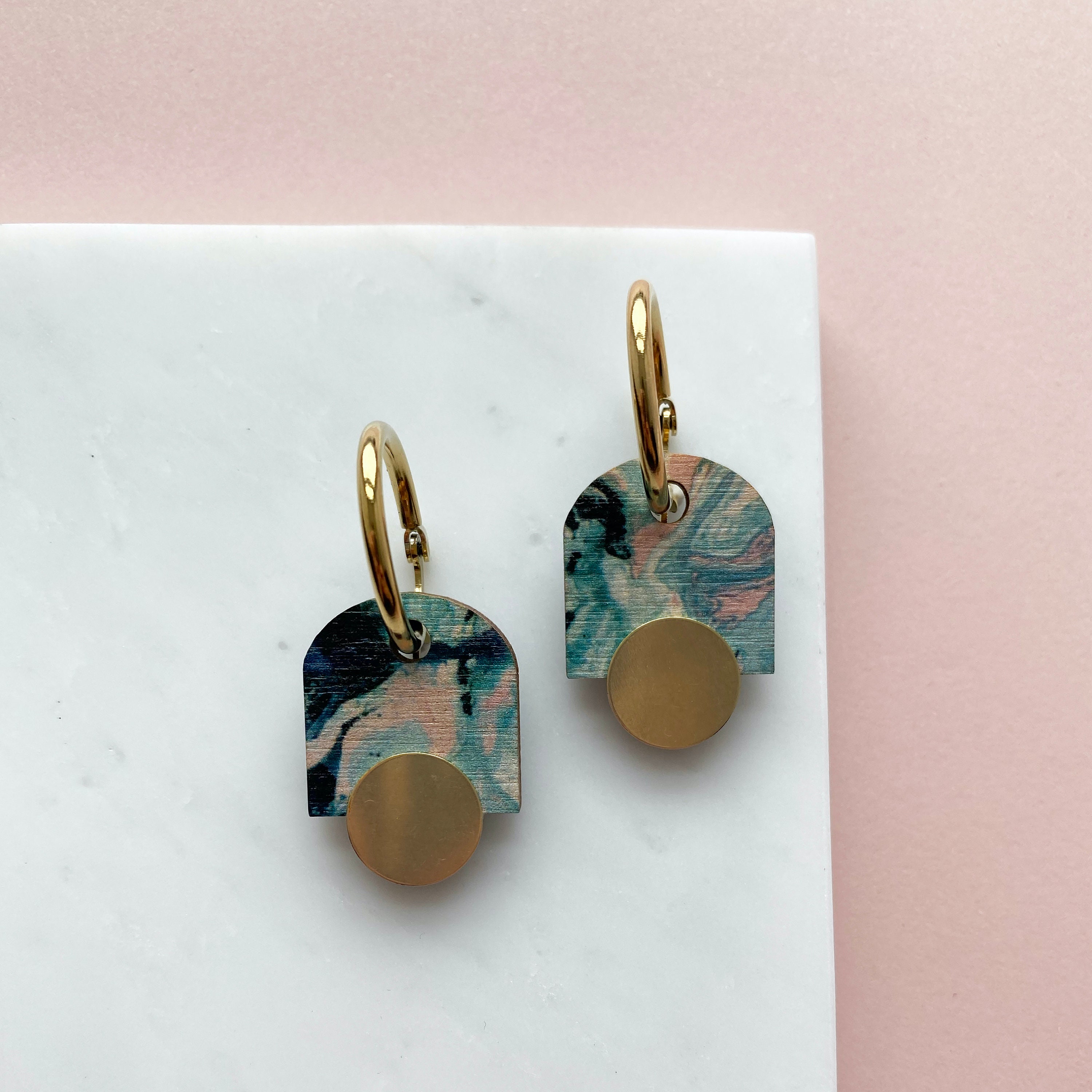 Arch Hoop Earrings - Geometric Jewellery Gift For Her Minimal Pastel