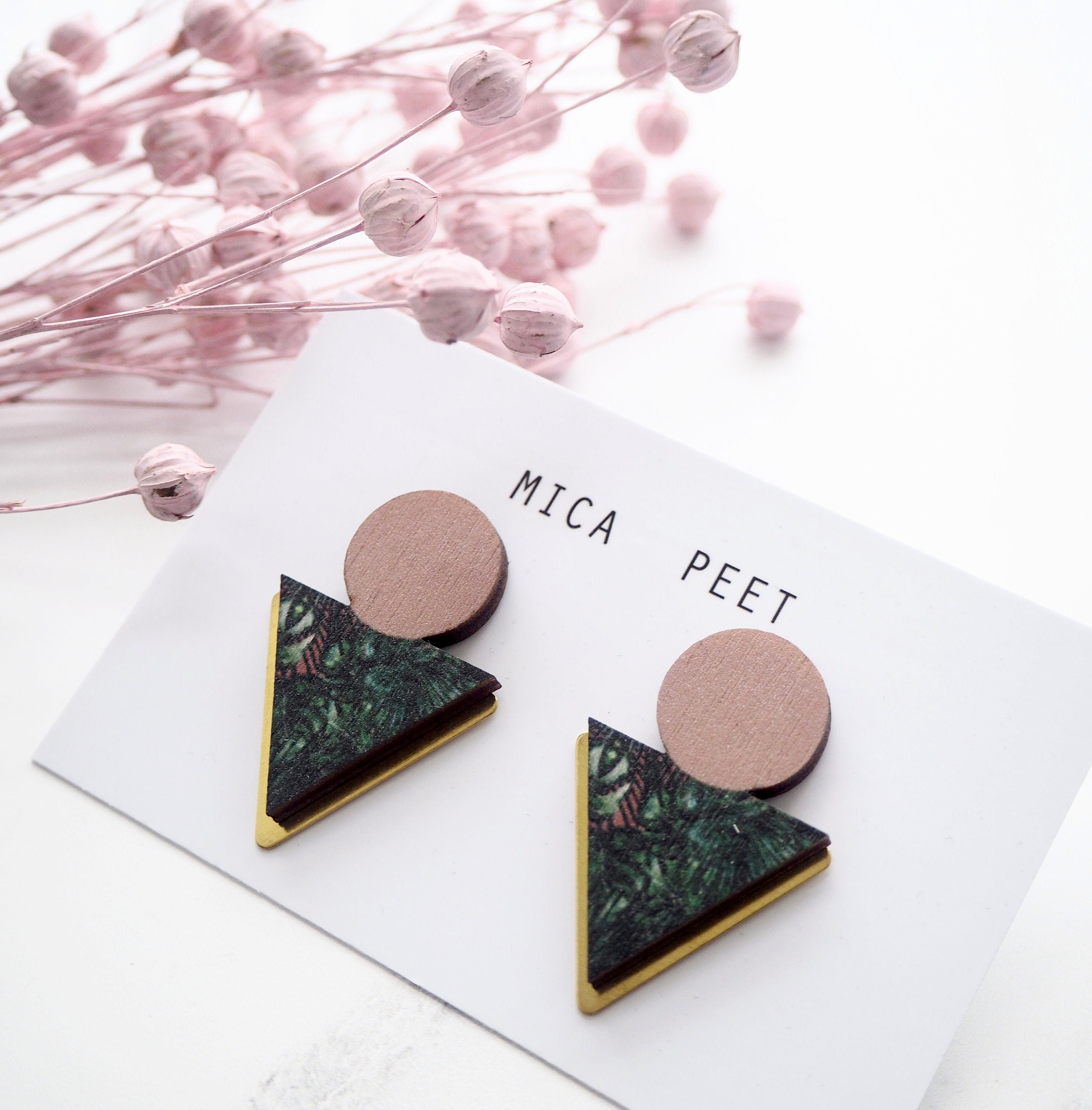 Statement Geometric Earrings - Triangle Stud Jewellery Circle Studs Brass