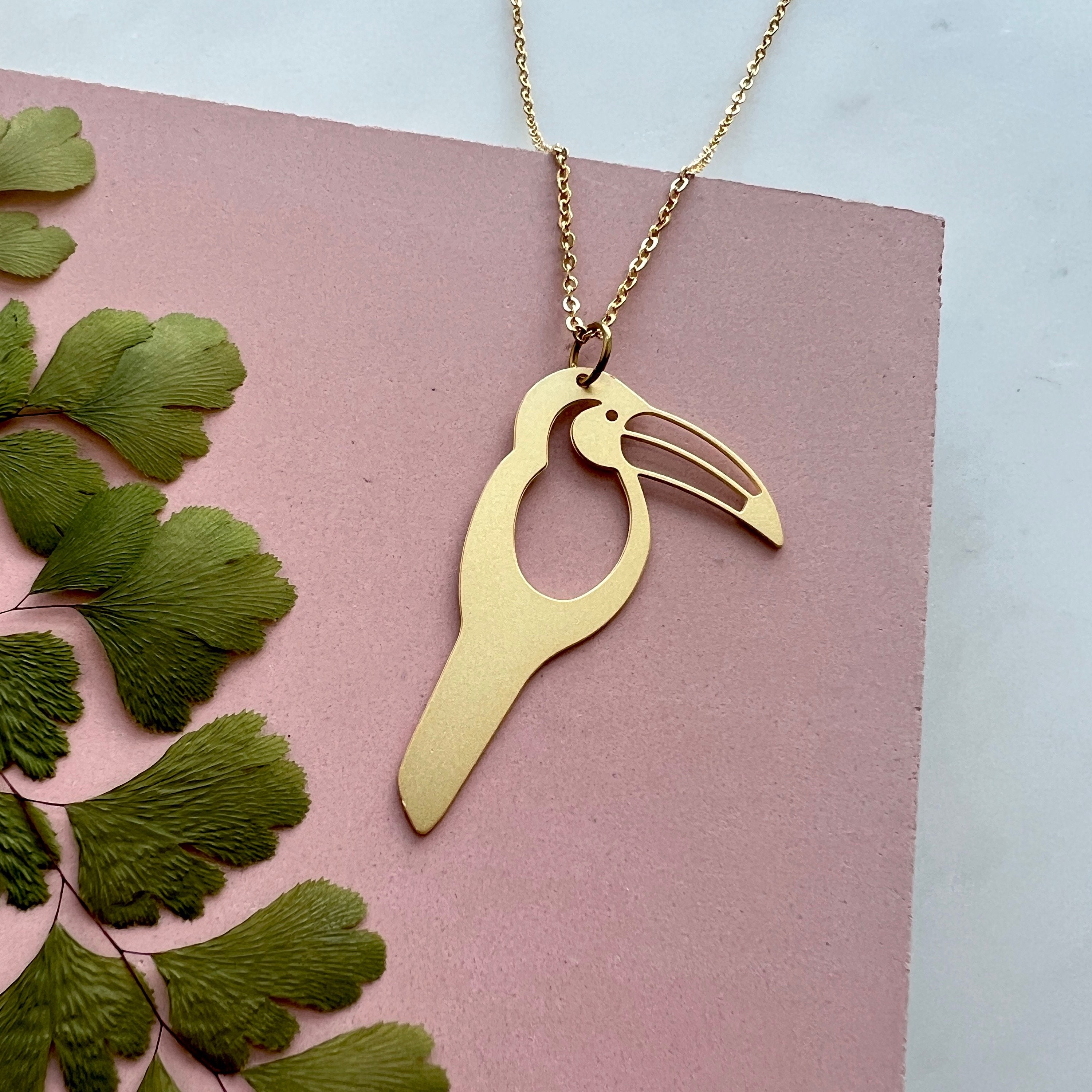 Toucan Necklace - Gold Pendant Bird Jewellery