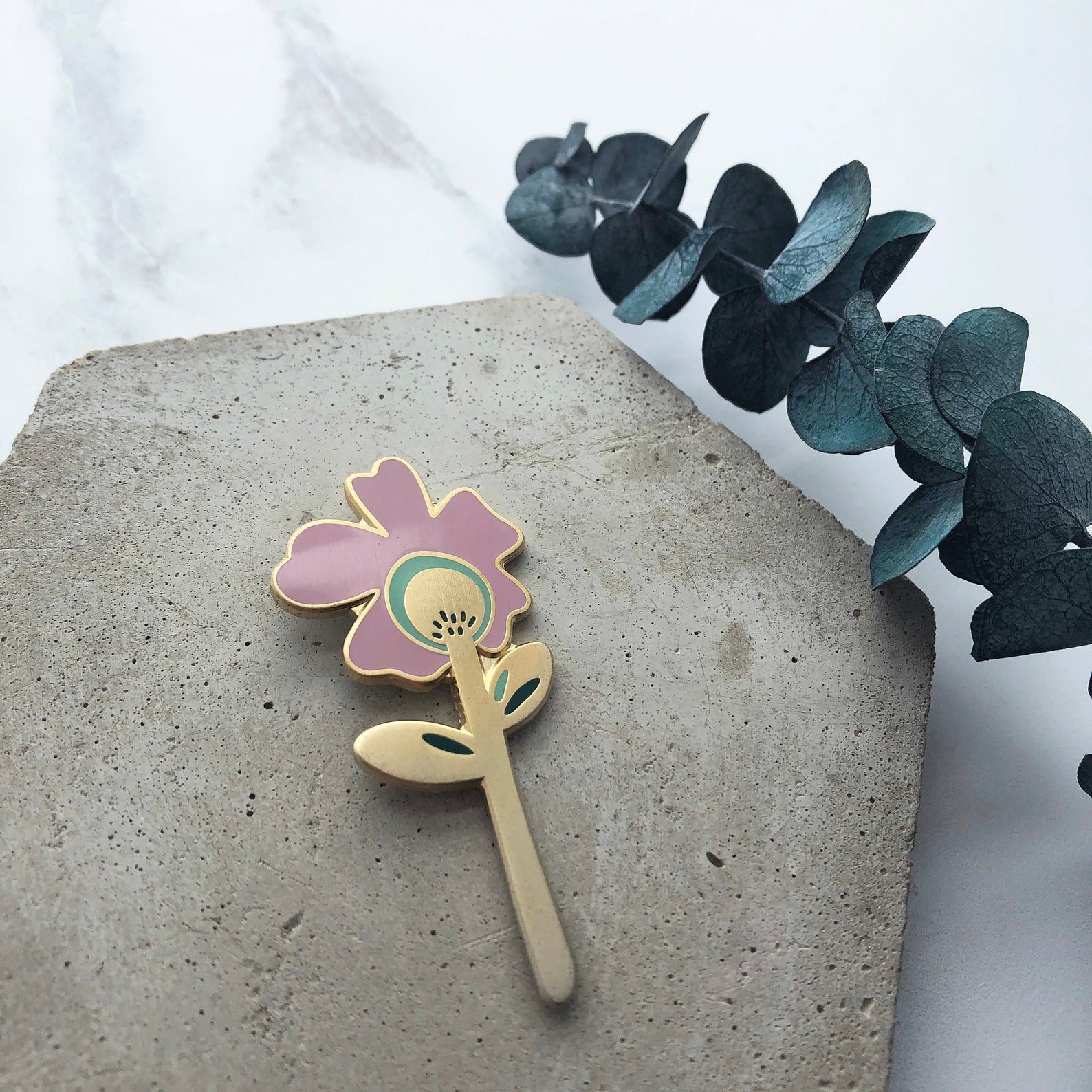 Flower Enamel Pin Botanical Enamel Pin Floral Brooch | Etsy