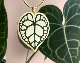 Anthurium Blatt Schlüsselanhänger - Schlüsselanhänger aus Emaille
