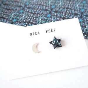 Moon & Star Earrings - Moon Stud Earring - Star Stud Earrings - Christmas Earrings - Moon Jewellery -  Gifts For Her